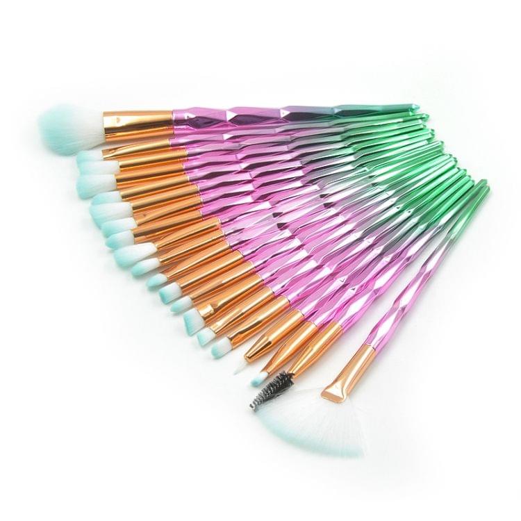 20 in 1 Diamond Handle Eye Brush Multi-functional Makeup Brush, Pink+Blue Handle and Baby Blue Brush