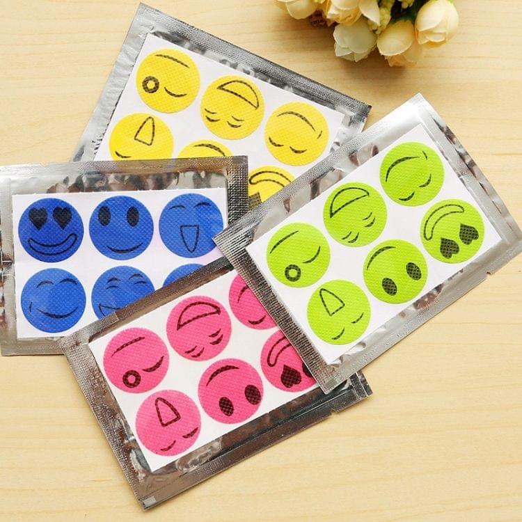 10 PCS Mosquito Stickers DIY Mosquito Repellent Stickers Patches Cartoon Smiling Face Drive Repeller (Color Random Delivery)