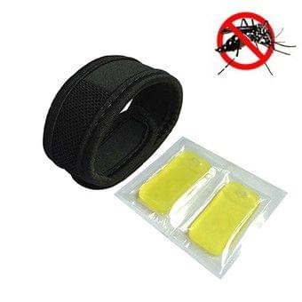Outdoor Mosquito Diving Material Bracelet Wristband with 2 pieces of Natural Plant Mosquito Repellent Tablets(Black)