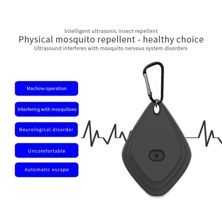 Outdoor Mosquito Repellent Portable Ultrasonic Insect Repellent Insecticide USB Charging Intelligent Frequency Conversion(Black)