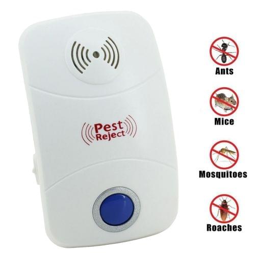 Electronic Ultrasonic Mosquito Rat Pest Control Repeller with LED Light, US Plug, AC90V-250V(White)