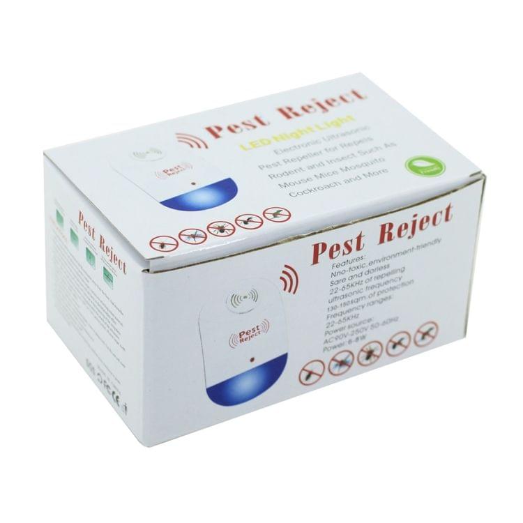 Electronic Ultrasonic Mosquito Rat Pest Control Repeller with LED Light, EU Plug AC90V-250V (White+Blue)