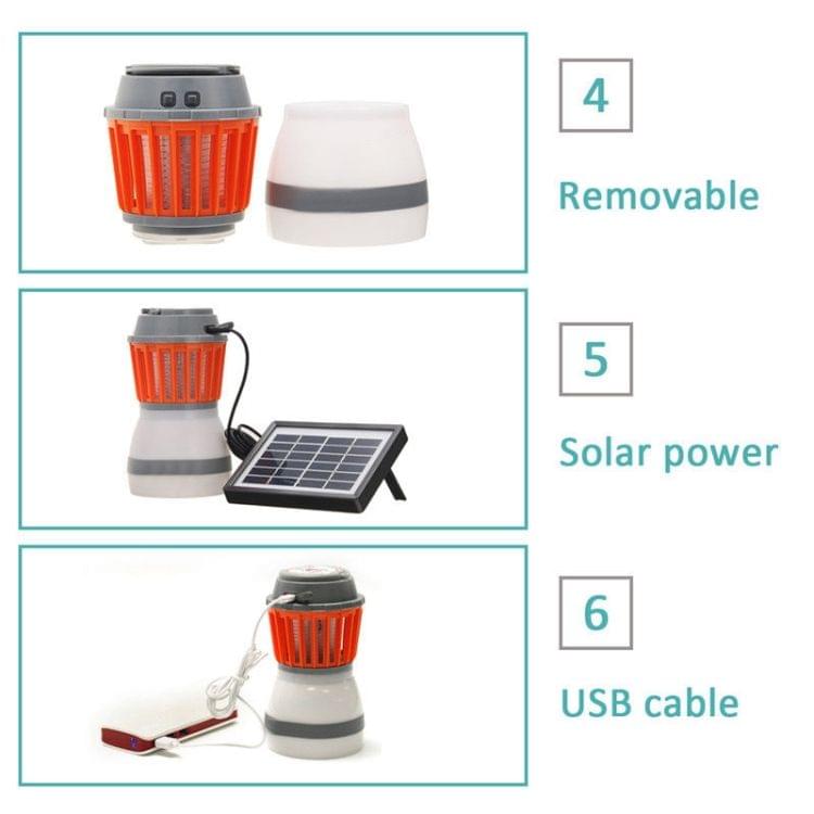 IP67 Waterproof LED Mosquito Killer Night Lamp Rechargeable Outdoor Travel Insects Flies Pest Killer with Solar Panel