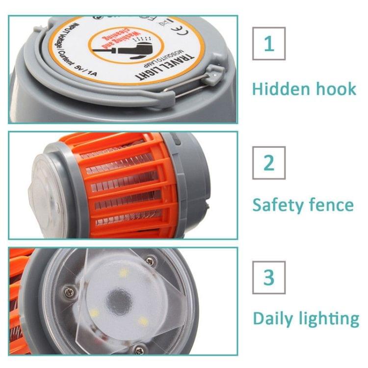 IP67 Waterproof LED Mosquito Killer Night Lamp Rechargeable Outdoor Travel Insects Flies Pest Killer with Solar Panel