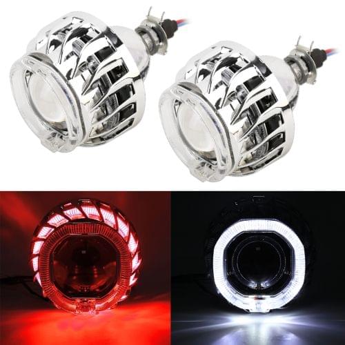 IPHCAR F2S 2 PCS H1 2.5 inch 12V Double Light Bi-Xenon Projector Lens Headlight with Light Bulb for Right Driving (Red Light)