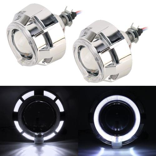 IPHCAR M99 2 PCS H1 2.5 inch 12V Double Light Bi-Xenon Projector Lens Headlight with Light Bulb for Left Driving (White Light)