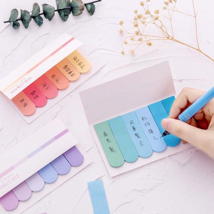 2 PCS Gradient Office Sticky Notes Planner Stickers Page School Supplies Stationery(Gradient yellow)