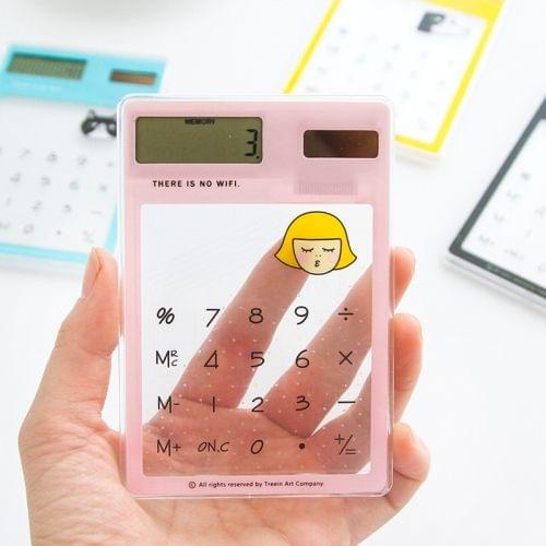 8 Digits LED Screen Calculator with Transparent Touch Pad & Solar Panel, Random Color Delivery