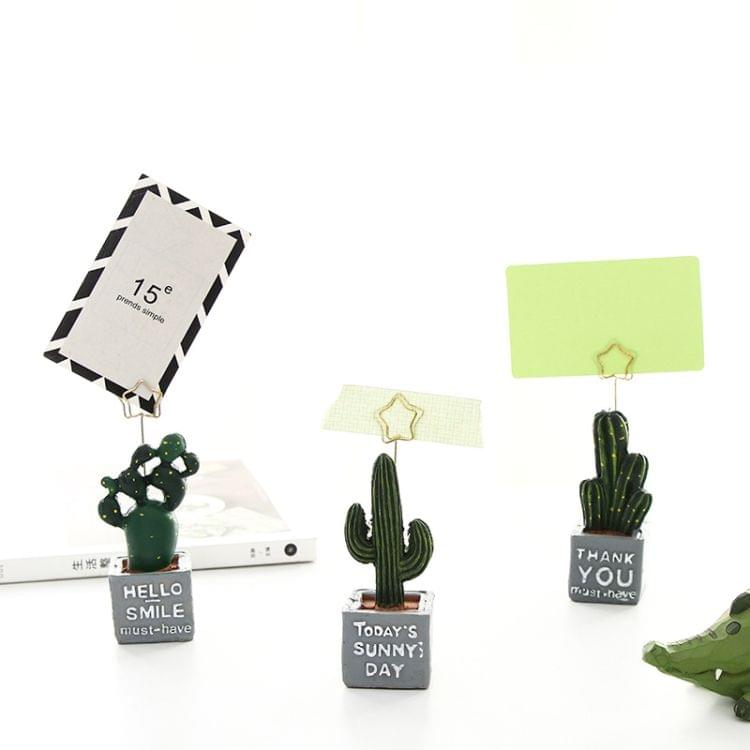 4 PCS Mini Table Plant Cute Cactus Memo Clip Holder Photo Note Resin Organizer Stationery Office Decoration School Supplies