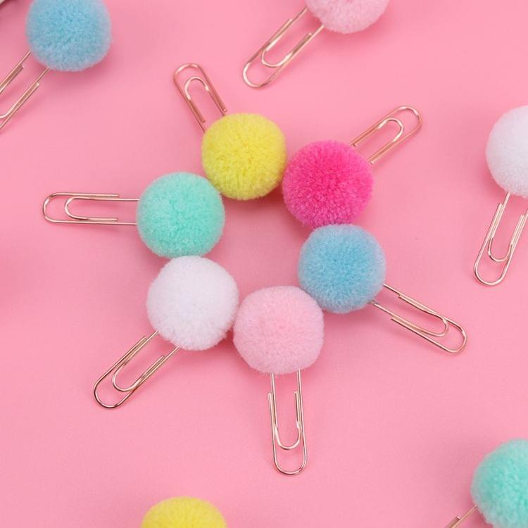 10 PCS Cute Hairball Rose Gold Clips Paper Clip Fashion Business Lady Style Office Stationery