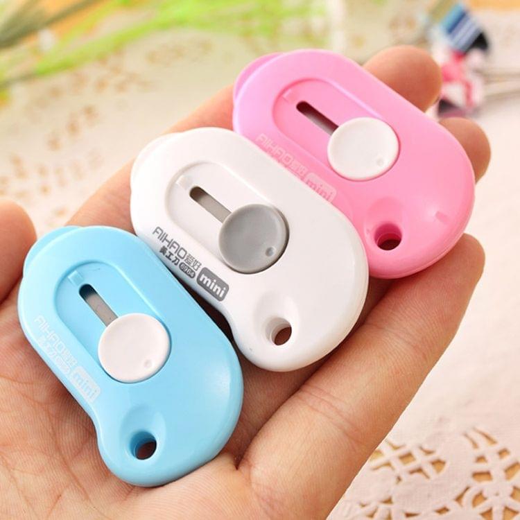 Cute Solid Mini Portable Knife Paper Cutter Razor Blade Office Stationery(Pink)