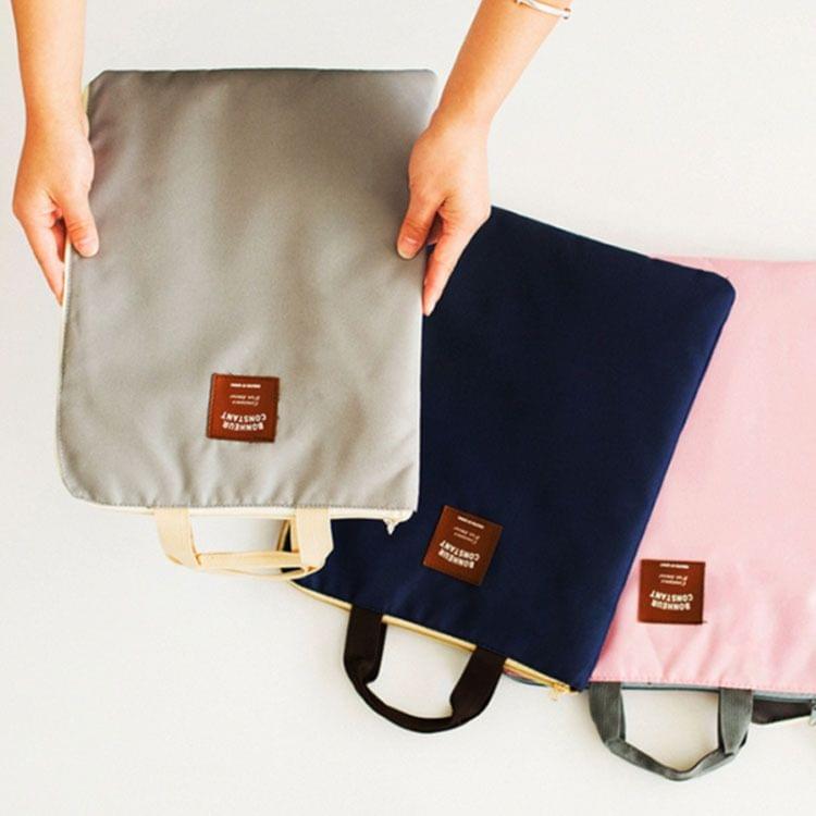 Canvas A4 File Folder Document Bag Business Briefcase Paper Storage Organizer Bag Stationery School Office Supplies(Dark Blue)