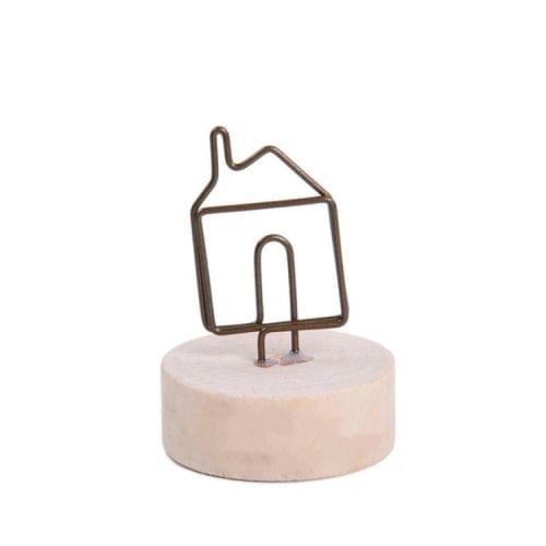 Creative Round Wooden Iron Photo Clip Memo Name Card Pendant Furnishing Articles Picture Frame(House)