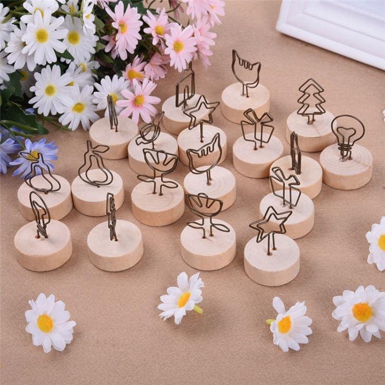 Creative Round Wooden Iron Photo Clip Memo Name Card Pendant Furnishing Articles Picture Frame(House)