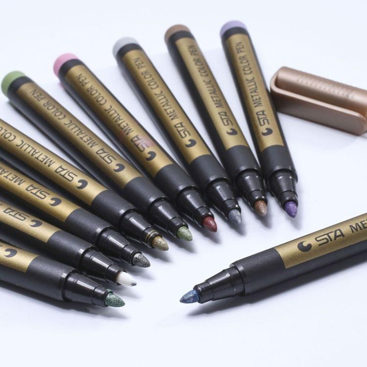 2 PCS Colored Highlighters Waterproof Marker Pens(Gold)