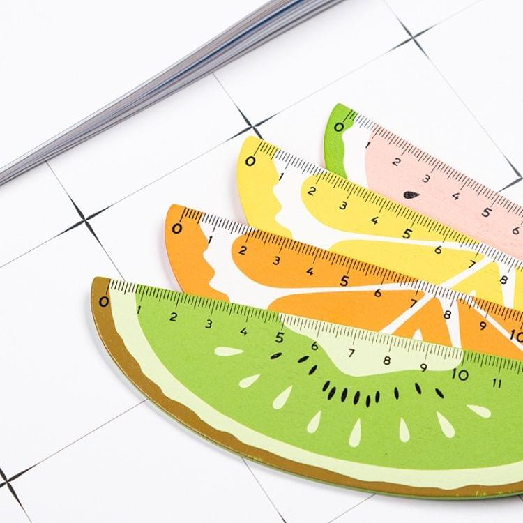 Cartoon Fruit Wooden Straight Ruler Measure Drawing Stationery School Office Supply Gift, Length:15cm(Watermelon)
