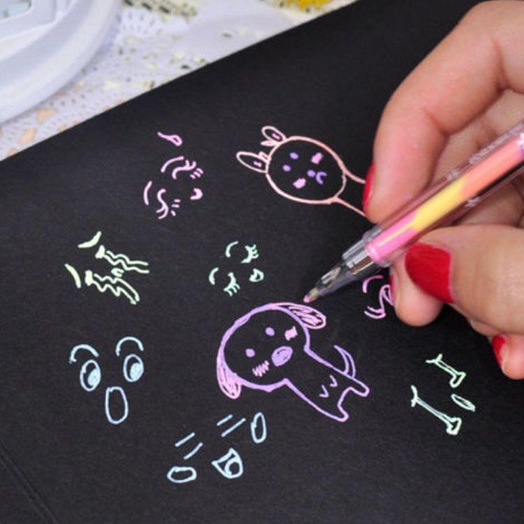 4 PCS Highlighters Stationery Writing Office Pen 6 in 1 Watercolor Pen Water Chalk DIY Handmade Photo Album Color Pen