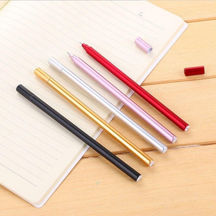 5 PCS Simple Triprism Ballpoint Pen Pure Metal Color School Office Stationery Supplies(Black)