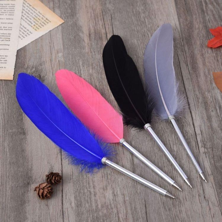 Ostrich Feather Quill Ballpoint Pen Wedding Gift Office School Signature Pen, Length:26cm(White)