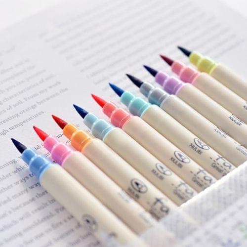 10 PCS Touch Writing Brush Pen Color Sketch Pen Calligraphy Marker Pens Set Stationery Drawing Art School Supplies, Type:Soft pen