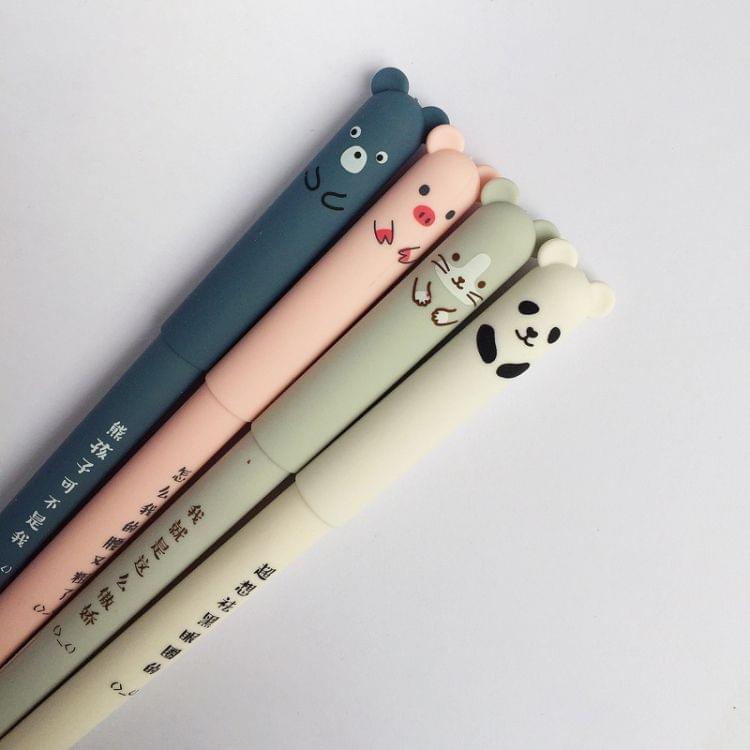 4 PCS Animal Pattern Erasable Ink Gel Pen School Office Supply Gift Stationery(Blue Ink)