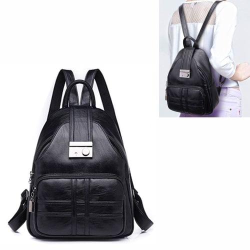 Simple Style Soft PU Surface Double Shoulder Bag Ladies Handbag Messenger Bag (Black)