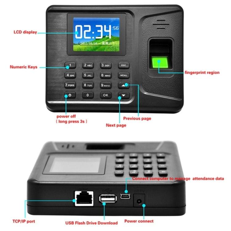 A-F261 2.8 inch Color TFT Screen Fingerprint & RFID Time Attendance with TCP/IP, USB Communication Office Time Attendance Clock
