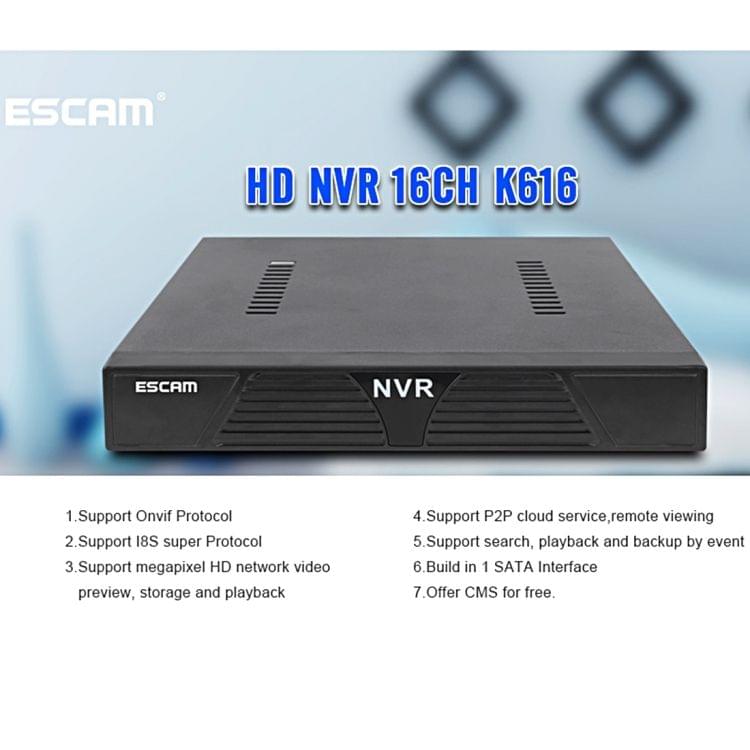 ESCAM MINI NVR K616 16CH Mini NVR Digital Video Recorder, Support VGA / HDMI / USB