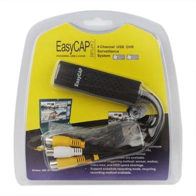 4 Channel USB 2.0 DVR Video Capture Surveillance System, Support Windows 7 System