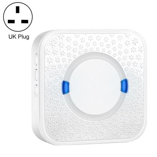 P6 110dB Wireless IP55 Waterproof Low Power Consumption WiFi Doing-dong Doorbell Receiver, Receiver Distance: 300m, UK Plug (White)