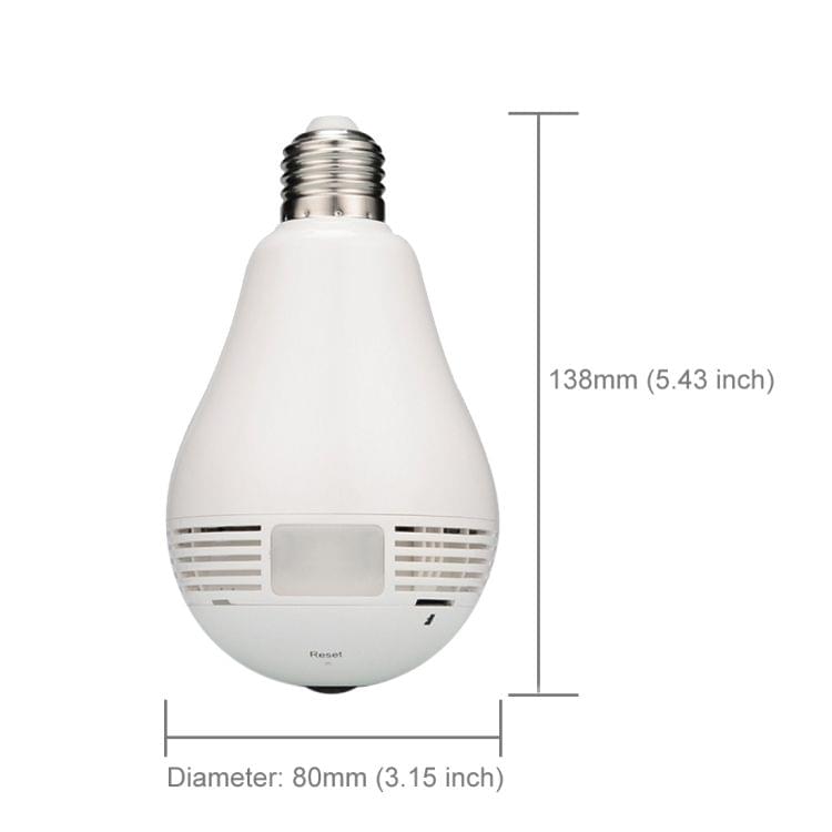 EC7-J8 1.3MP 360 Degree Bulb Lamp Network Panoramic Camera Wireless WiFi Smart Security Camera, Support Monitor Detection & Voice intercom & 128GB Micro SD Card (White)