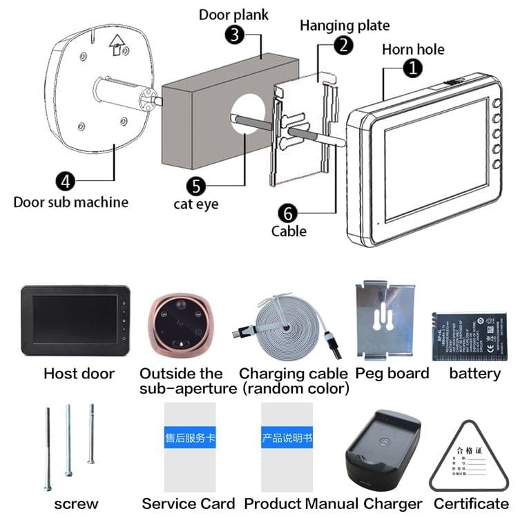 M4300A 4.3 inch Display Screen 3.0MP Camera Video Smart Doorbell, Support TF Card (32GB Max) & Motion Detection & Infrared Night Vision