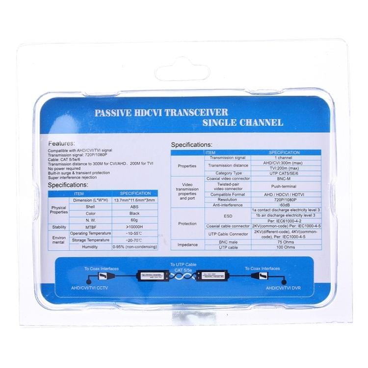 2 PCS HD 205C Coaxial CVI/TVI/AHD 1CH Passive Transceiver Video Balun