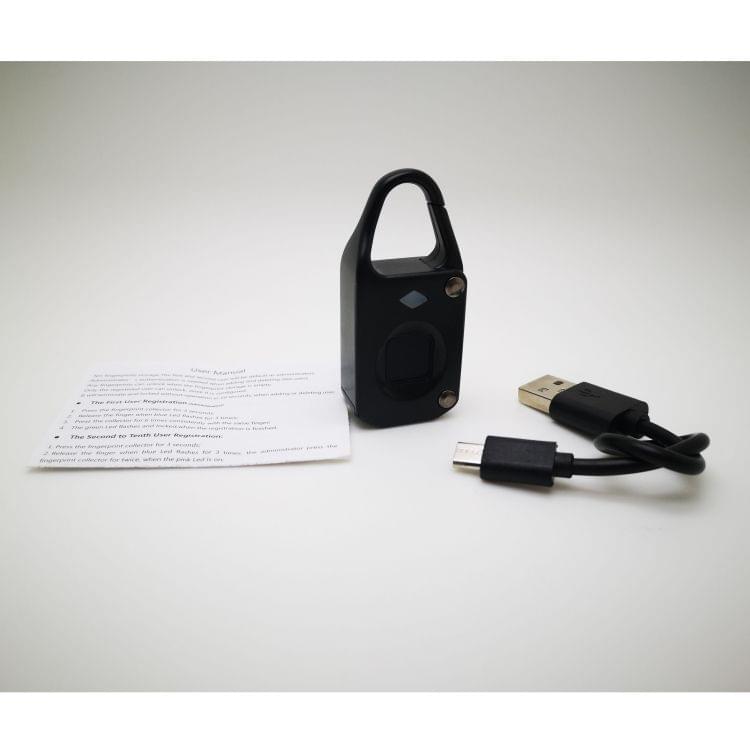 USB Charging Anti-theft Electronic Smart Fingerprint Lock, Support up to 10 Fingerprints Memory(Black)