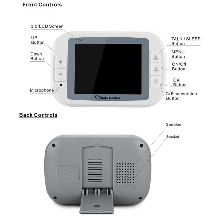 3.5 Inch Larger Screen Display Wireless Digital Monitoring Camera Baby Career  Monitor Wireless Baby Monitor,US Plug SP851(Black White)