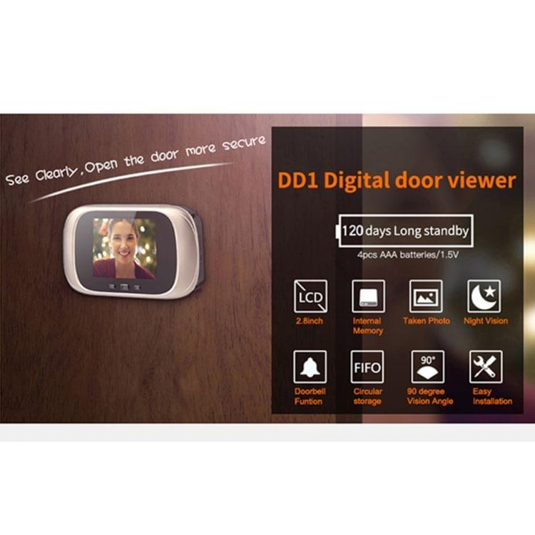 DD1 Smart Electronic Cat Eye with 2.8 inch LCD Screen, Support Infrared Night Vision / Doorbell / Camera(Gold)