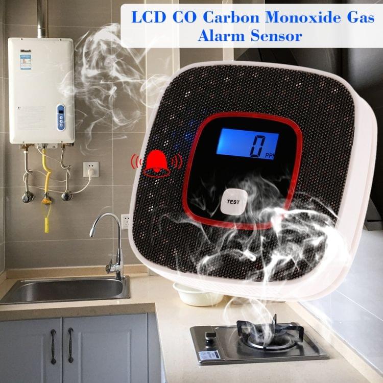 Carbon Monoxide Detector Gas Alarm Sensor Poisoning Gas Tester Human Voice Warning Detector with LCD Display(Black)