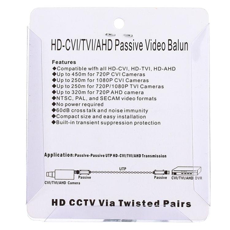 2 PCS HD 202P Coaxial CVI/TVI/AHD 1CH Passive Transceiver Video Balun