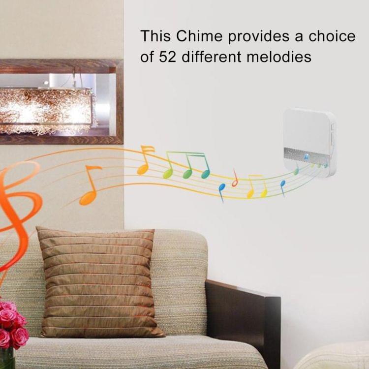 B10 52 Chimes 110dB Wireless WiFi Doorbell Receiver Low Power Consumption Home Door Tools, US Plug, AC 90-250V(White)