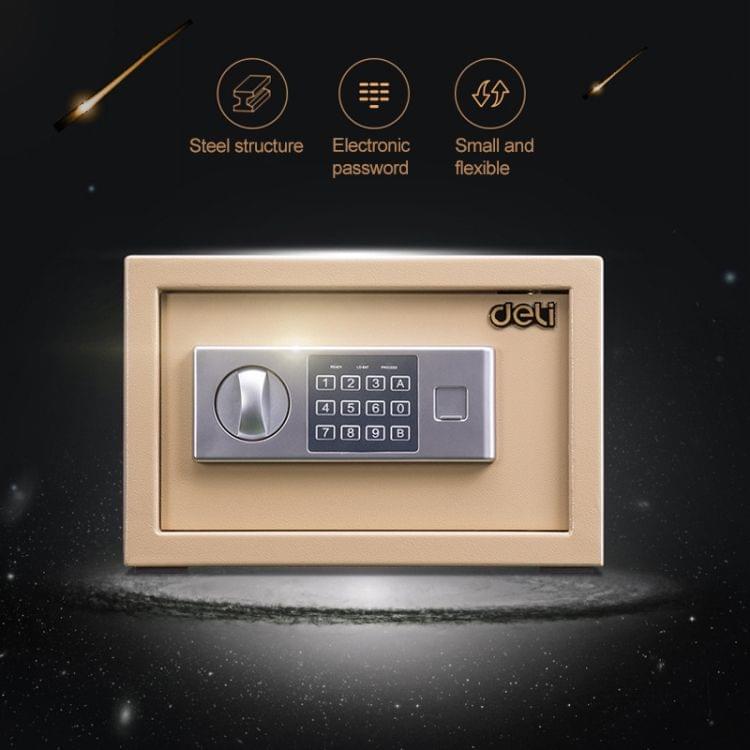 Deli Home Office Hotel Mini Electronic Security Lock Box Wall Cabinet Safety Box(Gold)