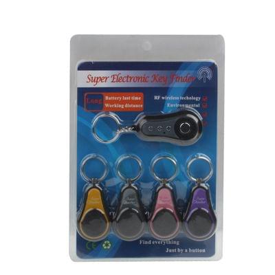 4 in 1 Wireless RF Super Electronic Finder Anti-lost Alarm Key Chain (Gray+Yellow+Pink+Purple)(Black)