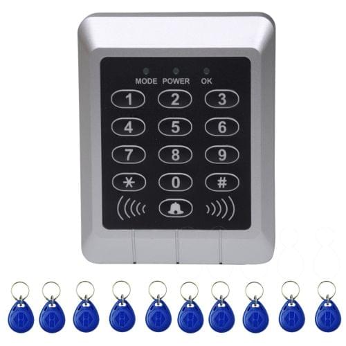 X4 RFID Single Door Access Control System with Keypad & 10 ID Card Token Keyfobs, Support Password & EM / IC Card Reader