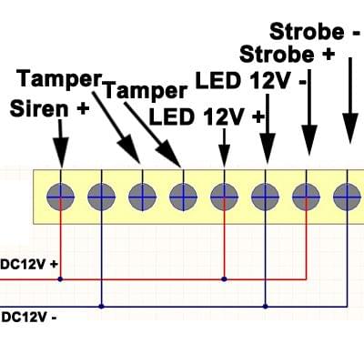 Outdoor Wired Siren with Blue Flashlight (PA-100), Can be used 12V as a Backup Battery (not include)(White)