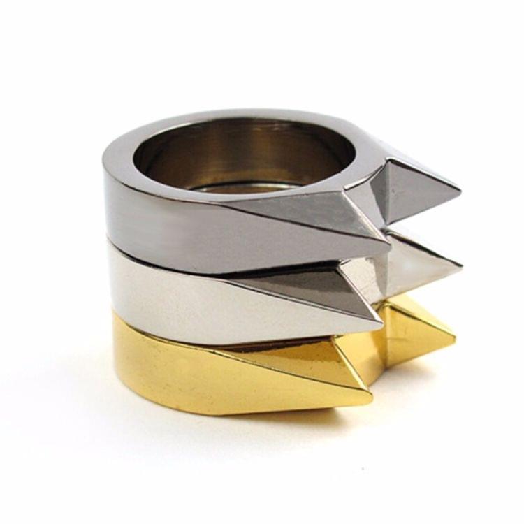 Women Men Safety Survival Ring Tool Self Defence Stainless Steel Finger Defense Ring(Black)