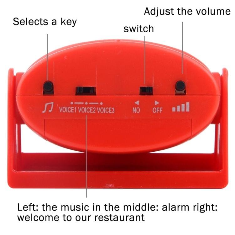 5301 Wireless Infrared Motion Sensor Welcome Alarm Intelligent Greeting Warning Doorbell, IR Distance: 10m (Red)