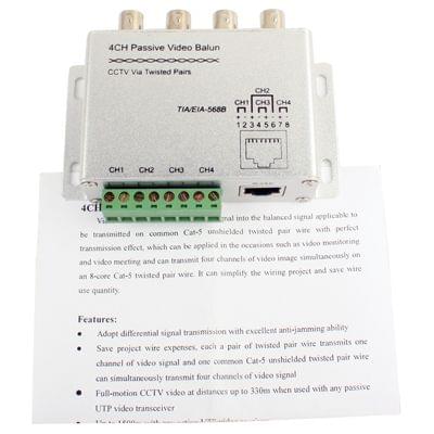 UTP 4 Channel Passive Video Balun Transceiver