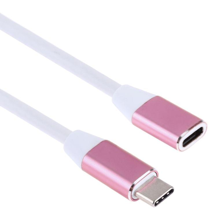 USB-C / Type-C Male to USB-C Female Aluminum Alloy Extender Extension Cable, Length: 1m(Pink)