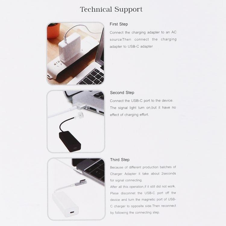 AnyWatt 85W USB-C / Type-C Female to 5 Pin MagSafe 2 Male T Head Series Charge Adapter Converter for MacBook Pro (White)