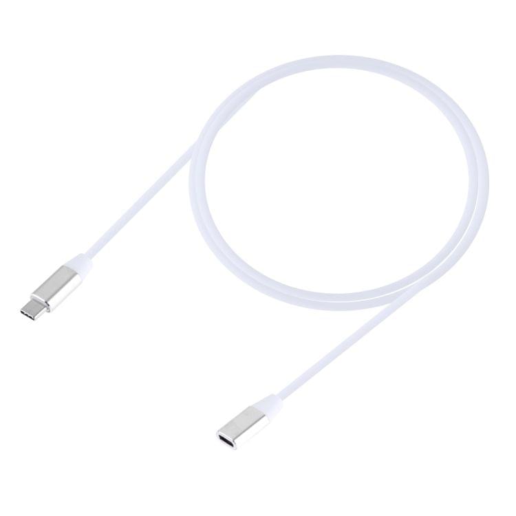 USB-C / Type-C Male to USB-C Female Aluminum Alloy Extender Extension Cable, Length: 1m(Silver)