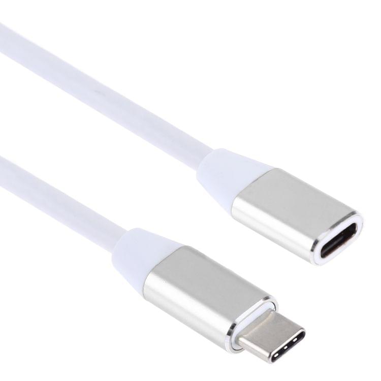 USB-C / Type-C Male to USB-C Female Aluminum Alloy Extender Extension Cable, Length: 1m(Silver)